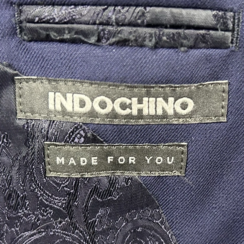 Abrigo deportivo a medida Indochino 42S 100 % lana azul marino solapa pico dos botones Foto 3 de 4