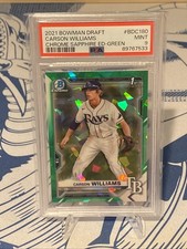 2021 Bowman Draft Sapphire Chrome 1st Carson Williams Green /50 PSA 9 Rays