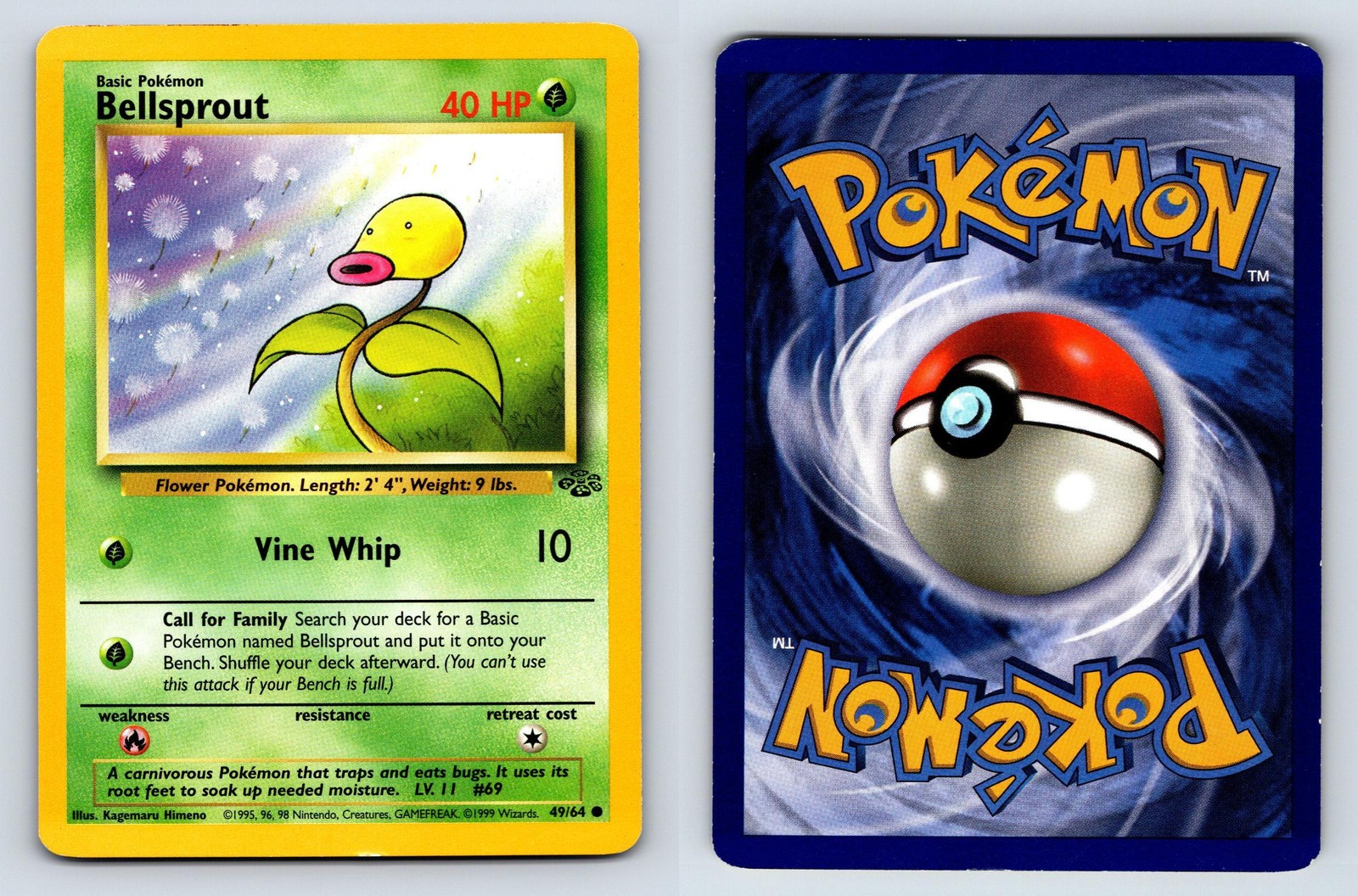 1999 POKEMON JUNGLE 49/64 BELLSPROUT UNLIMITED LIGHTLY PLAYED