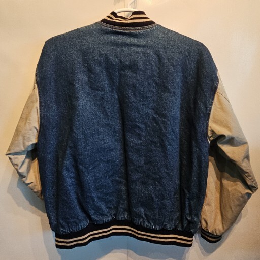 Vtg Utah Jazz NBA Basketball Denim Letterman Varsity Snap Jacket