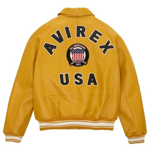New Men's Avirex Real Leather Bomber American Flight Jacket Leather Icon Jacket - Picture 17 of 32
