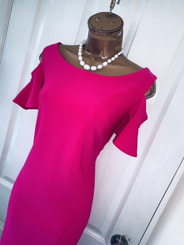 Frank Lyman Süßigkeitenrosa Cold Shoulder Trikotkleid UK Größe 16 - Bild 11 von 19