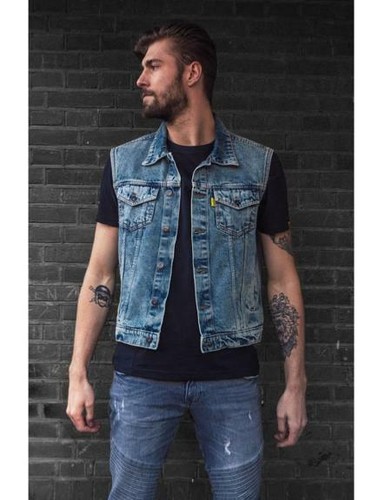 Vest Jacket Jean Denim Blue M L XL 2XL 