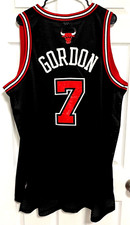 BEN GORDON 7 Chicago Bulls Men Black Sewn Basketball Jersey XXL+2 Length Adidas