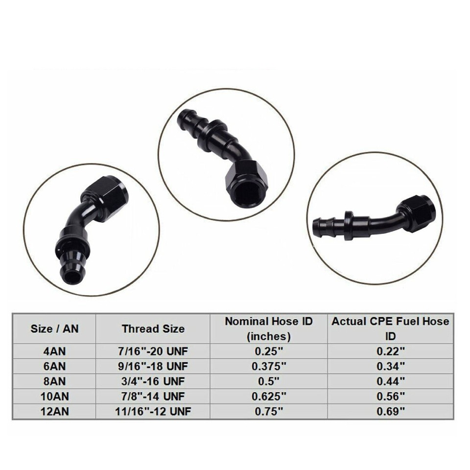 AN Hose Fitting C10 Push Lock Hose Union -6 To -8 OR 3/8" Barb To 1/2" Barb - Quick Connect Fitting C10 Hose Connector - Foto 12
