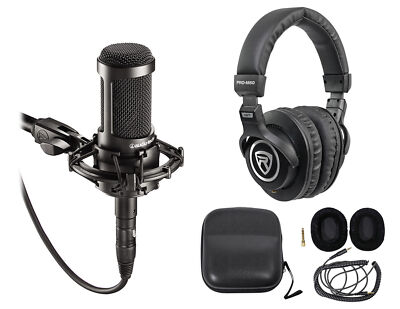 Audio Technica AT2035 Cardioid Condenser Studio Microphone/Mic+Case+Headphones