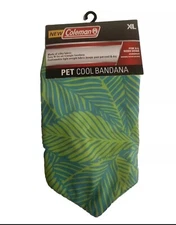 Coleman Teal & Green Leaf Cooling Dog Bandana Great for Summer Weather  Size: XL