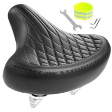 Wide Bike Seat for Men Women Comfort - Oversized Bike Saddle with Iron Spring