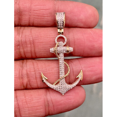 Diamond anchor Pendant, 10k yellow gold anchor,Diamond anchor  pendant