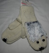 NEW faux fur critter knit sweater mittens girls' one size 3 4 5 6 7 NWT