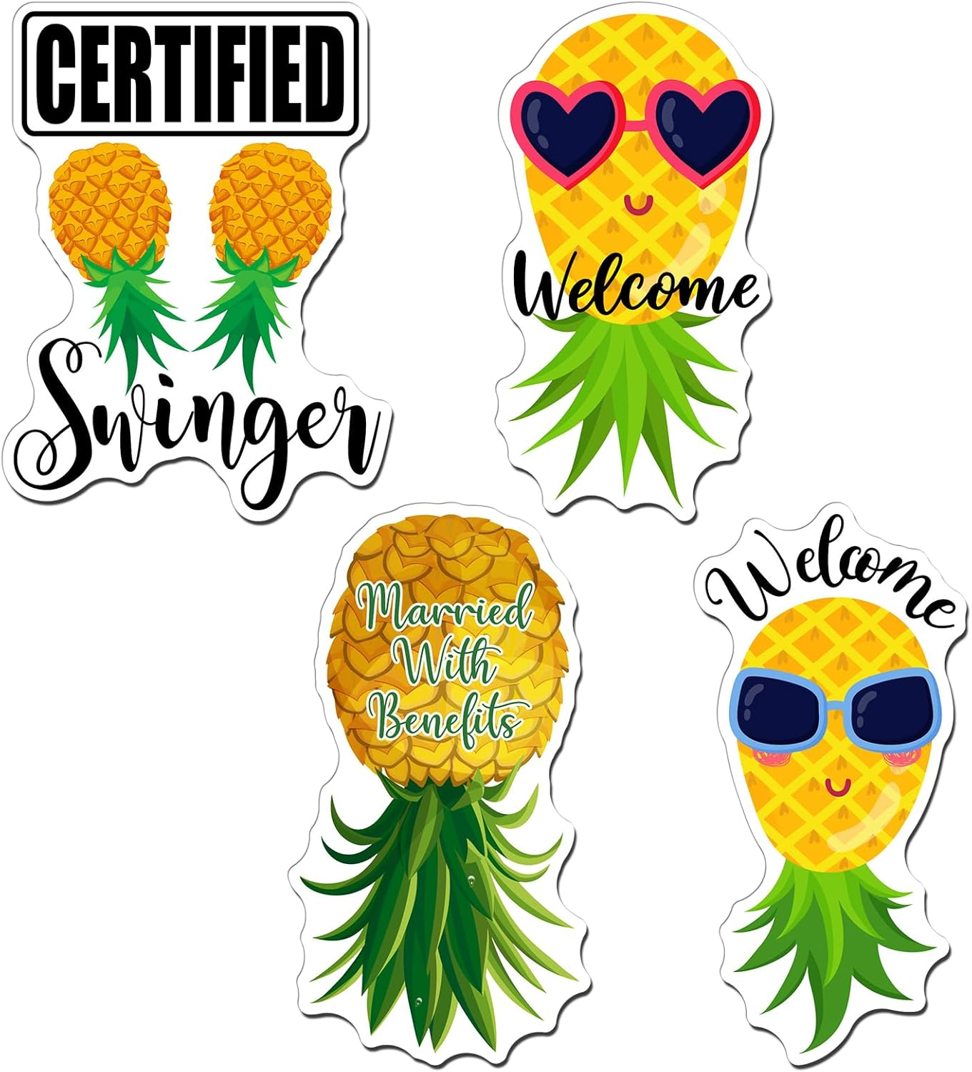 4 Pcs Large Pineapple Cruise Door Decorations, Magnetic Funny Ship Cabin Decor