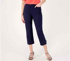  804 Susan Graver Weekend Regular Premium Stretch Crop Pants w/ Tab Detail S