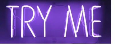 Try Me Purple Acrylic Neon Sign 14'' Light Lamp Show Bar Club Party Garage MM