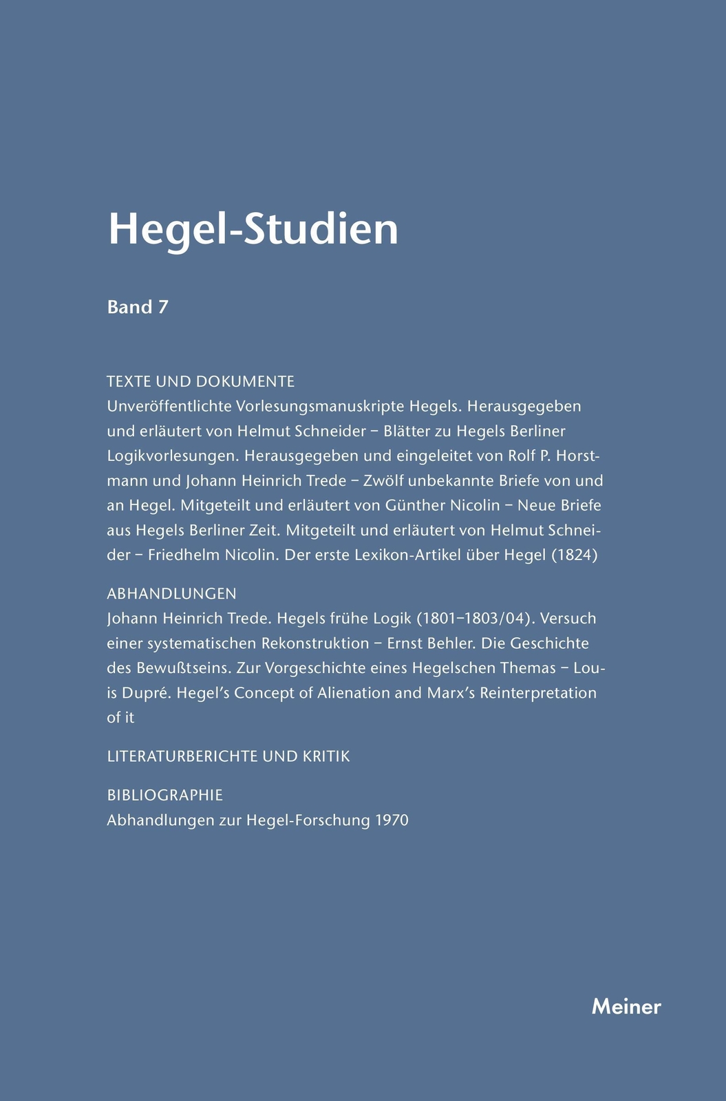 Otto Pöggeler | Hegel-studien / Hegel-studien Band 7 (1972) |