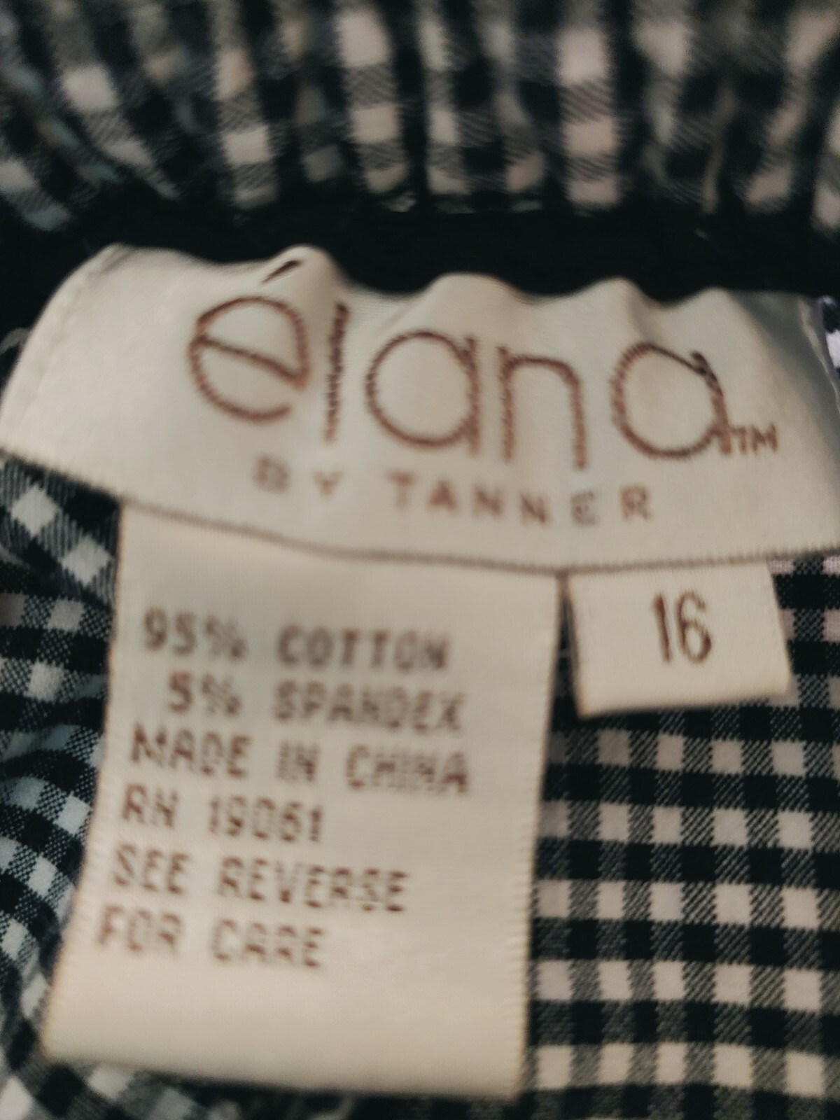Elana by Tanner Women Navy White Check Stretch Pants 16 Elastic Back 