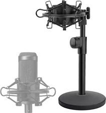 Desk AT2020 Stand, Adjustable Metal Table Mic Stand with Shock Mount for Audio T