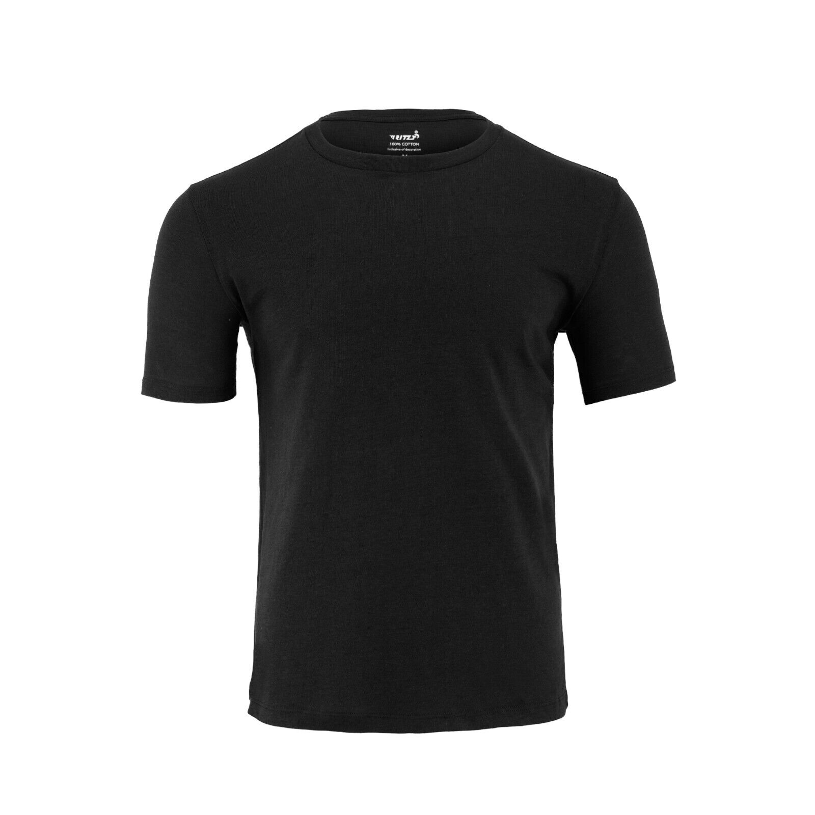 Ritzy Men's T-Shirt 100% Cotton Short Sleeve - Black