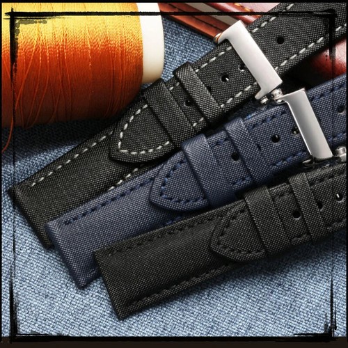 Correa de reloj de nailon de cuero de vaca de 23 mm para Blancpain Fifty Fathoms 5000 5015 azul negro - Imagen 6 de 33