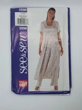 Butterick Misses Sz 8-12 Easy Duster Top & Raised Waist Pant Pattern 5990 Uncut