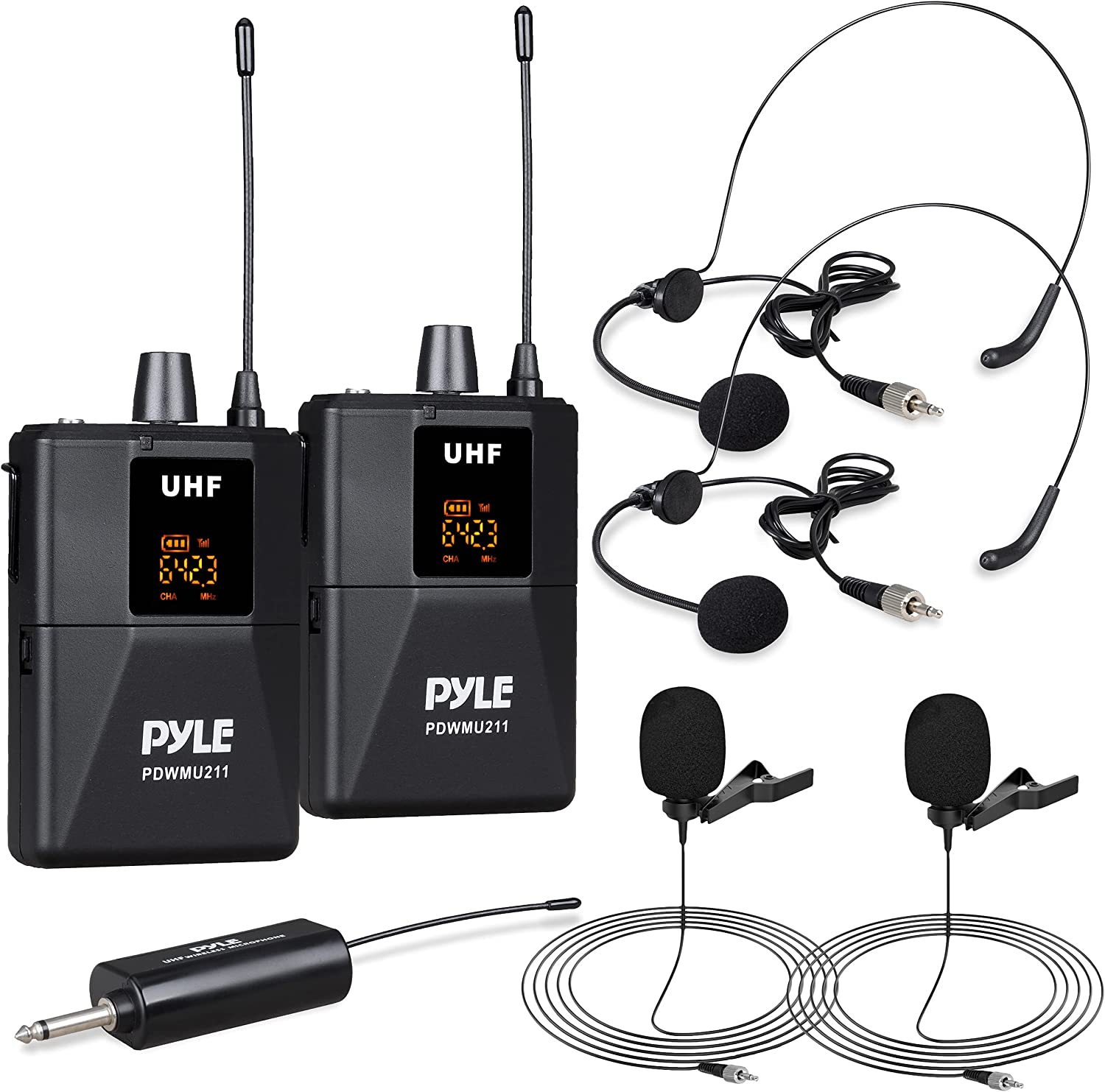 Portable Dual UHF Wireless Microphone System for Professional Audio Use
