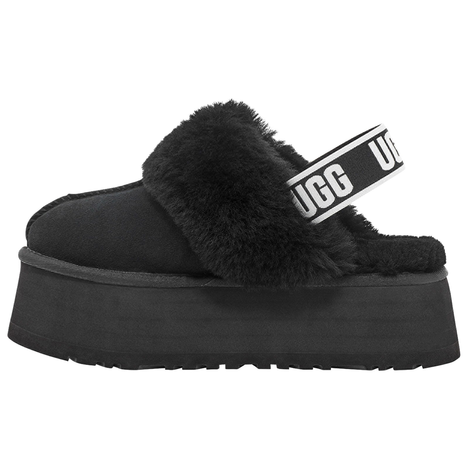 UGG Women's FUNKETTE Platform Sheepskin & Suede Slippers 1113474 BLACK