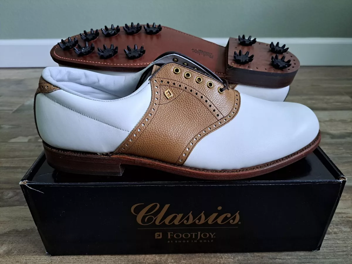 NEW Vintage Footjoy Classics Mens Golf Shoes 51698 WH TAN 13E