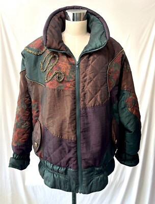 Vintage INNOVATIONS By Izzy Mixed Media Floral Puffer Jacket SZ. Small 