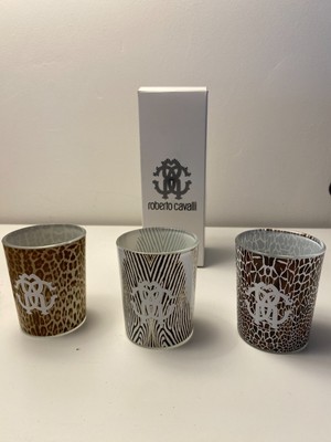 Neu, 3 er Set Roberto Cavalli Teelicht Deko  Gläser Kerzenglas Kerzenhalter OVP