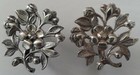 Vtg Set/2 Sterling Flower Basket & Flower with Leaves Bouquet Screwback Earrings — photo 2