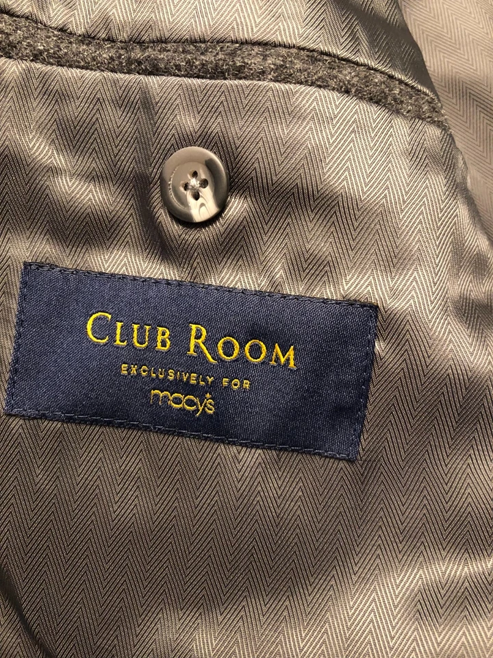 Club Room Blazer Jacket Mens 46R Gray Wool Silk Cashmere Luxury Sport Coat - Image 4 of 4