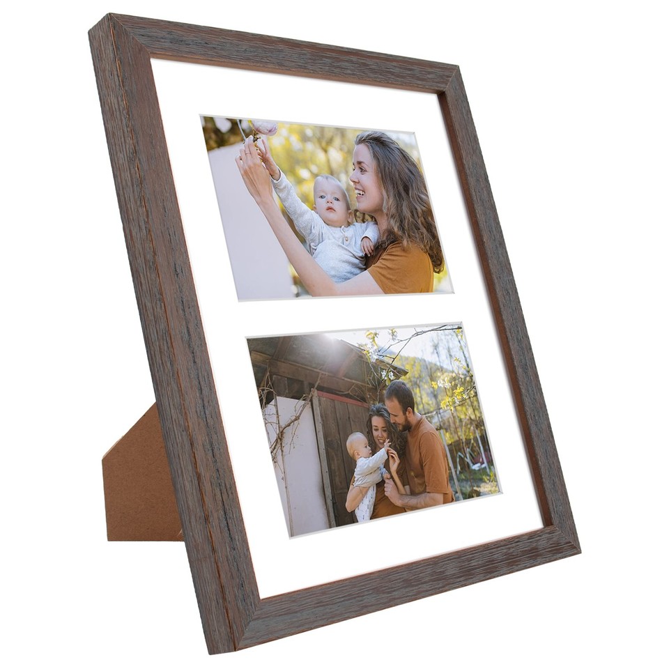 8x10 Collage Picture Frame with White Color Mat for Two 4x6 Photo Wall
