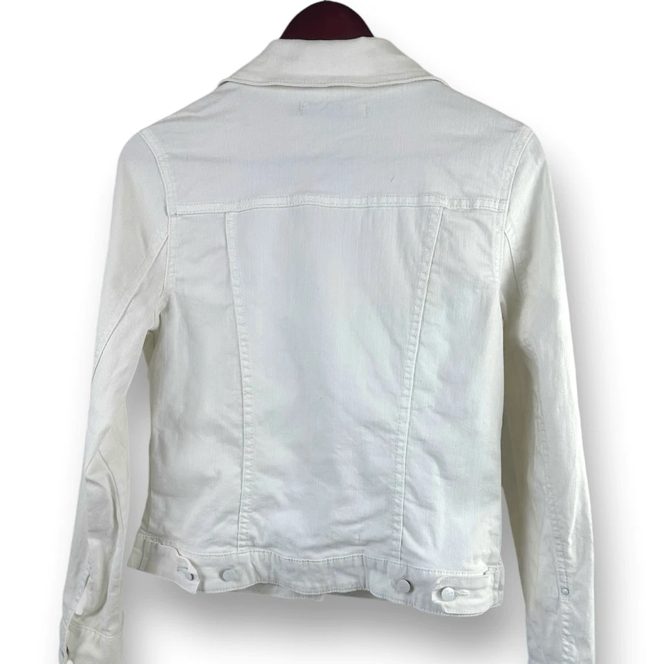Christopher Blue Women's S Button Down White Denim Jean Jacket Coastal Casual - Image 2 of 4