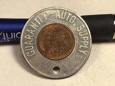 Encased Lincoln Head Penny/Cent 1955-D Guarantee Auto Supply 99 cent ship