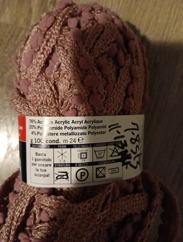  Hilo italiano Pizzo Lux Mondial #0949 oro rosa, 100 g, 24 m, hilo con volantes #6 con peso Foto 3 de 4