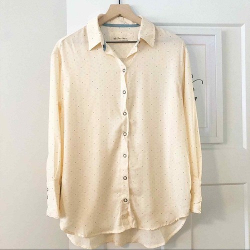 FREE PEOPLE All Smile Button Down Ivory Blouse Small NEW We The Free Boho - Picture 2 of 12