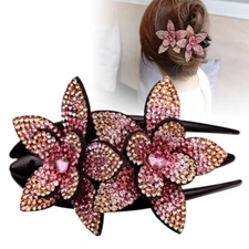 Women Rhinestone Flower Duckbill Hair Claws Clip Accessories Hairpin Barrettes↔