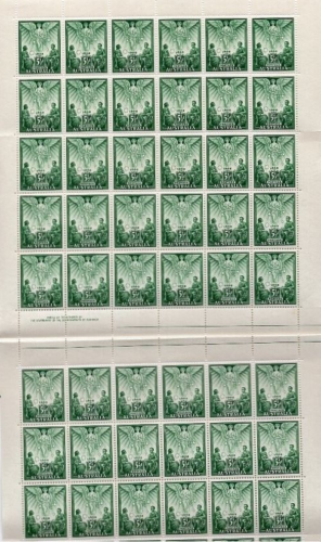 AUSTRALIA PREDECIMAL 1946 PEACE AND VICTORY COMPLETE SHEET OF 60 VERY FINE MNH