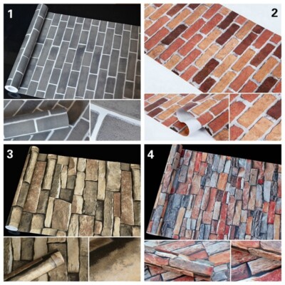10m 3D Brick Slate Effect Wallpaper Self-Adhesive Realistic Vintage Textured Art