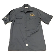 Carhartt Button Up Shirt Large Workwear Firestone Walker Brewing Gray Embroider