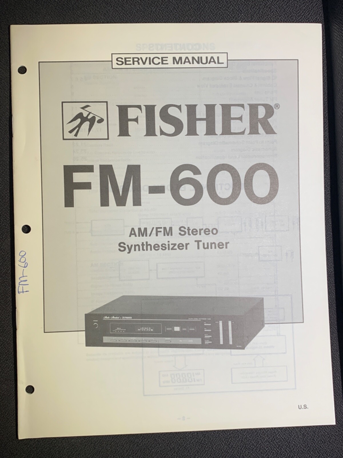 Fisher FM-600 AM/FM Stereo Synthesizer Tuner Original Service Model