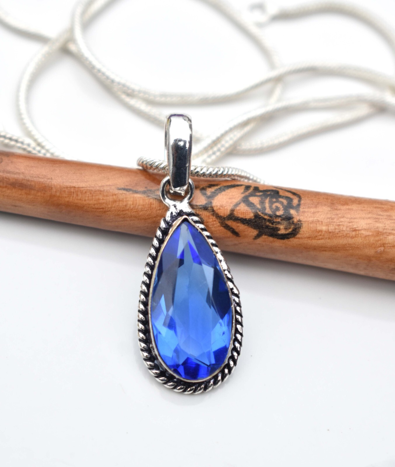 Blue Tanzanite 925 Sterling Silver Gemstone Handmade Gift Women Necklace S-18