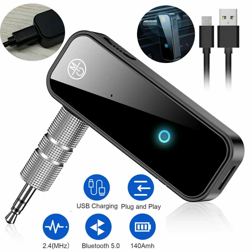 USB Wireless Bluetooth 5.0 Transmitter Receiver 2in1 Audio Adapter 3.5mm Aux Car
