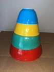 VINTAGE PYREX PRIMARY COLORS NESTING MIXING BOWLS SET OF 4 Green Yellow Blue Red