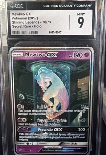 Pokémon TCG Mewtwo GX Secret Rare Shining Legends CGC 9