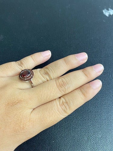 NATURAL GARNET 6X8 GARNET DIAMOND CUT STERLING SILVER 925 RING EARRING - 第 13/13 張圖片