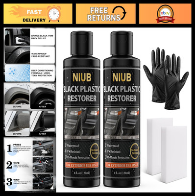 Car Plastic Restorer - Black Trim & Exterior, Waterproof, Long-Lasting Shine, 24