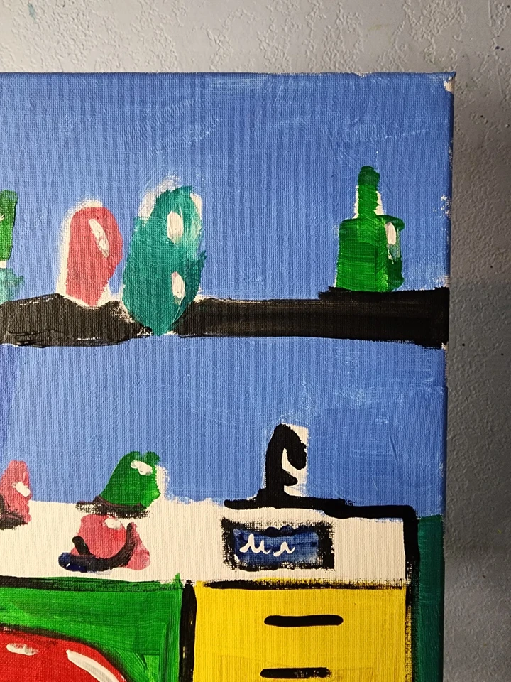 Оригинальная художественная кухня 14x11 красочная современное искусство акриловая живопись на холсте - Изображение 4 из 4