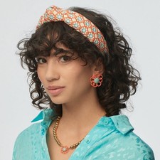 Lele Sadoughi Marigold Embroidered Knotted Women  s Headband - ORANGE