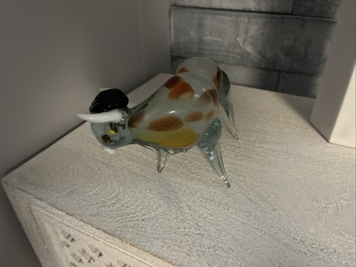 Murano Bull High Quality Art Glass Sculpture 10" x 6" - Picture 2 of 5