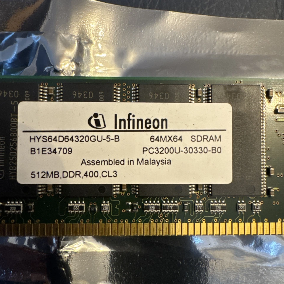 Infineon 512MB DDR RAM 400MHz CL3 PC-3200U DDR1 PC DESKTOP Memory Stick Module  - Image 2 of 3